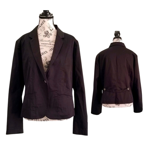 🆕🇨🇦 Fred Sabatier Classic Black Cotton Blazer Size 14 - Picture 2 of 7